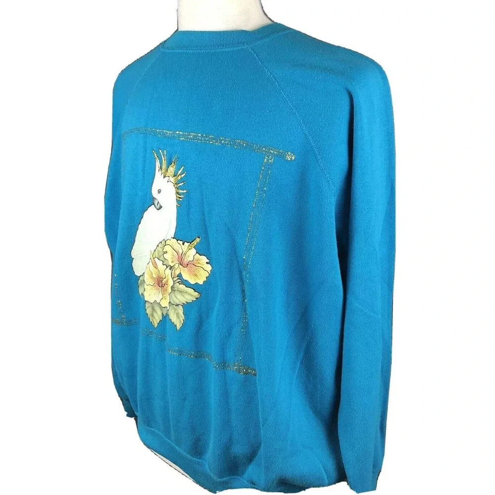 Cockatiel‎ Bird Vintage 80s Avian Sweatshirt 2XL Sweats USA Ugly Sweater Shirt